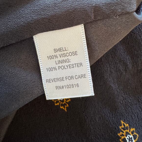 Garnet Hill Bohemian Tiered Pocket Detail Dress Size 4 Black Floral Emblem Print - Picture 15 of 16